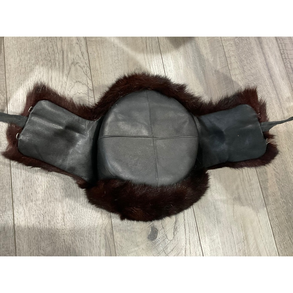 Vintage Ushanka Trapper Fur‎ hat with Ear Flaps Brown Black 59cm - Picture 5 of 12